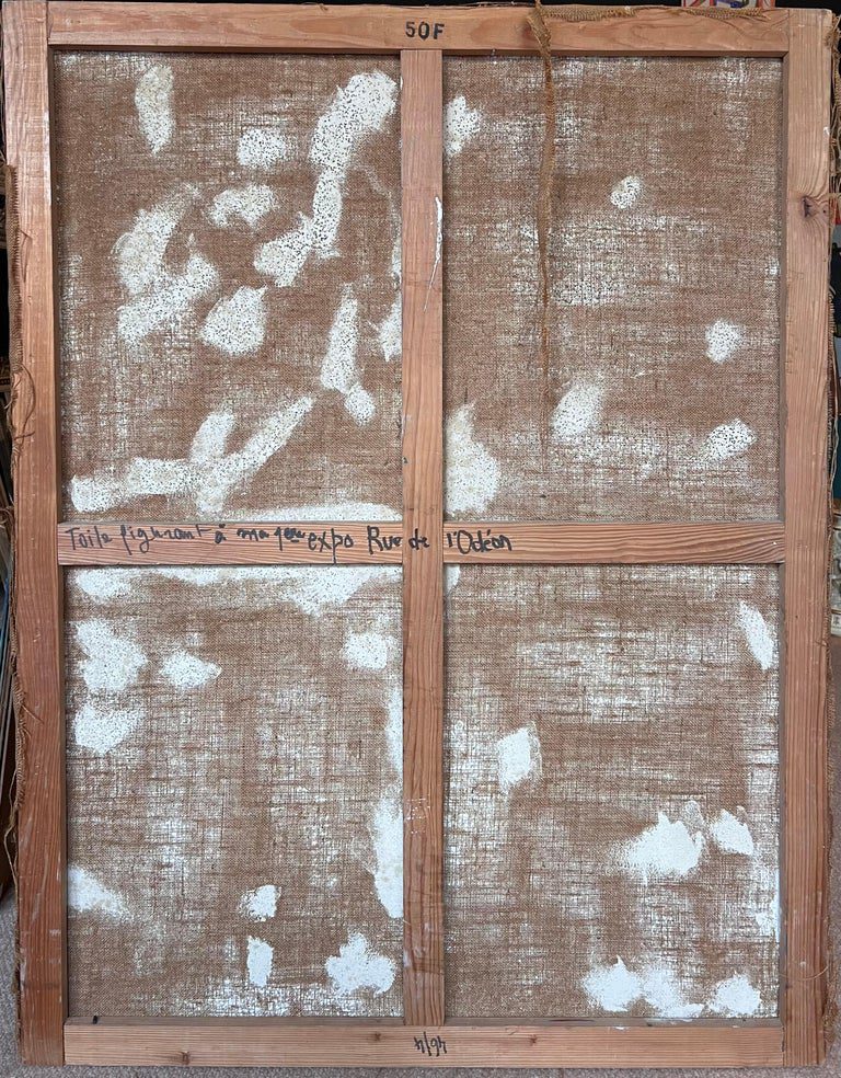 Pastel Purple Blue and Pink Abstract French 20th Century Painting - Image 8