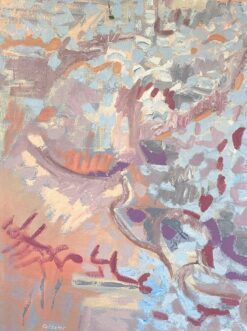 Pastel Purple Blue and Pink Abstract French 20th Century Painting