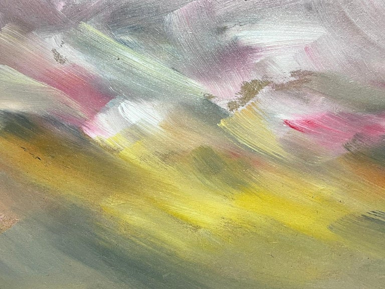 Grey Yellow and Pink Sky French Abstract Expressionist Oil - Image 4