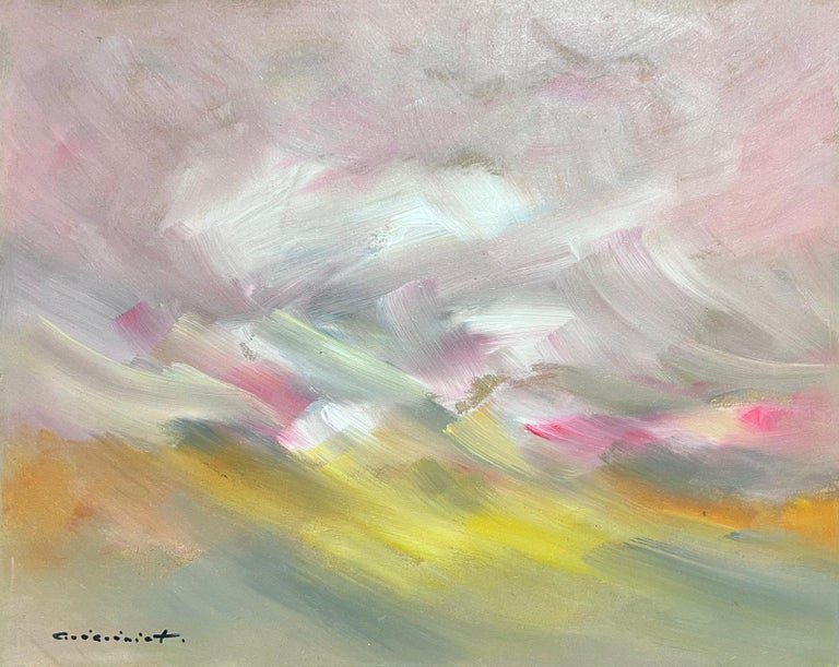 Grey Yellow and Pink Sky French Abstract Expressionist Oil - Image 6