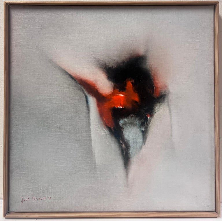 Red & Black French Abstract Expressionist Surrealist Oil Painting 20th century - Image 2