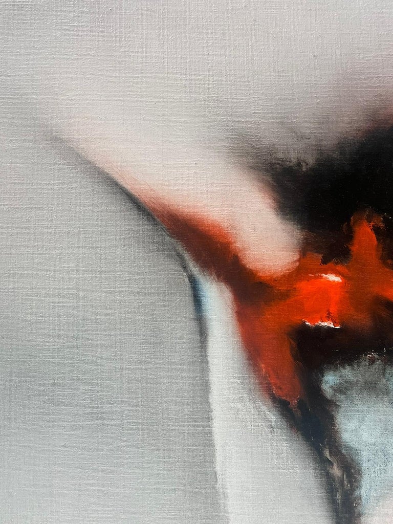 Red & Black French Abstract Expressionist Surrealist Oil Painting 20th century - Image 3