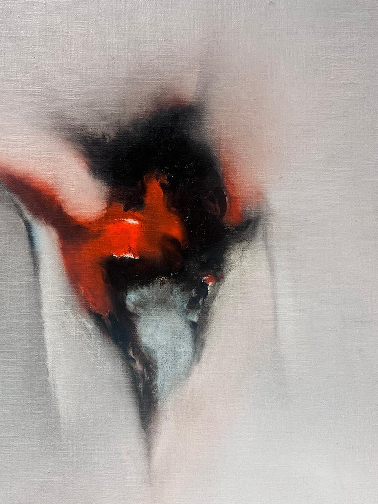 Red & Black French Abstract Expressionist Surrealist Oil Painting 20th century - Image 4