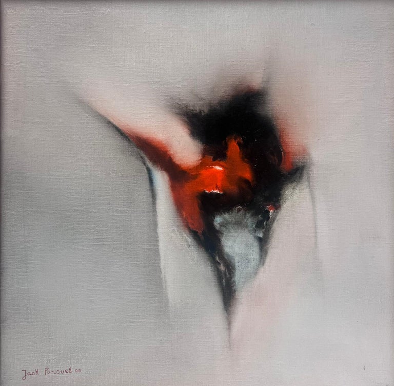 Red & Black French Abstract Expressionist Surrealist Oil Painting 20th century