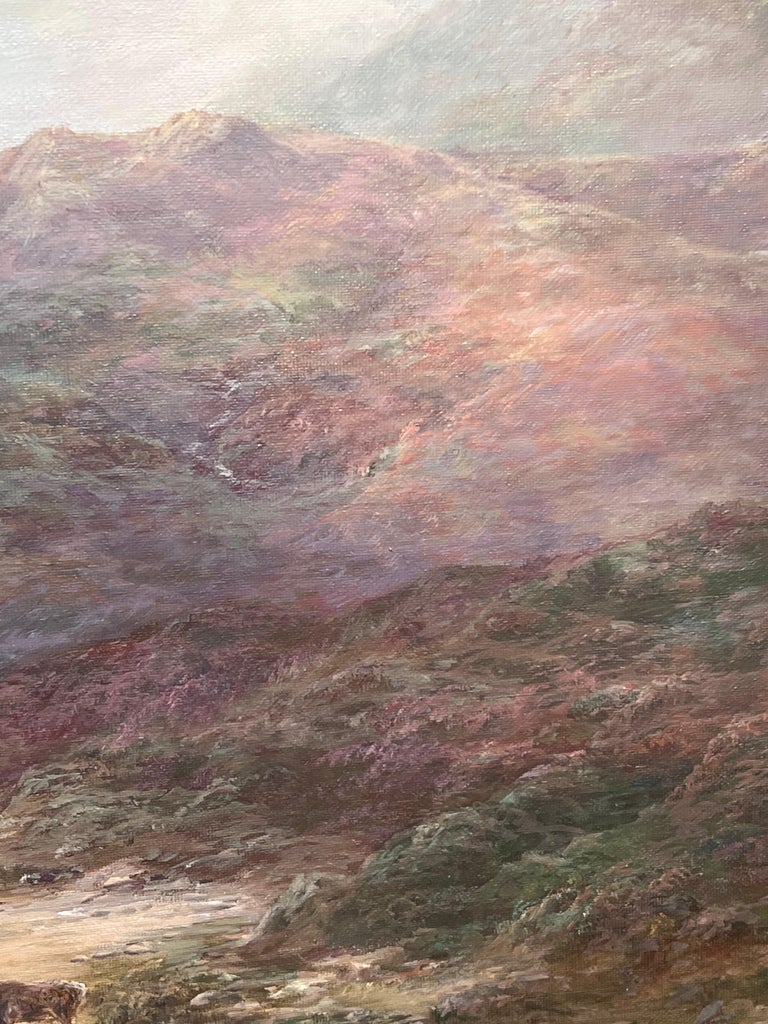 Huge Scottish Oil Painting Stags in Mountainous Autumn Landscape Signed Framed - Image 6