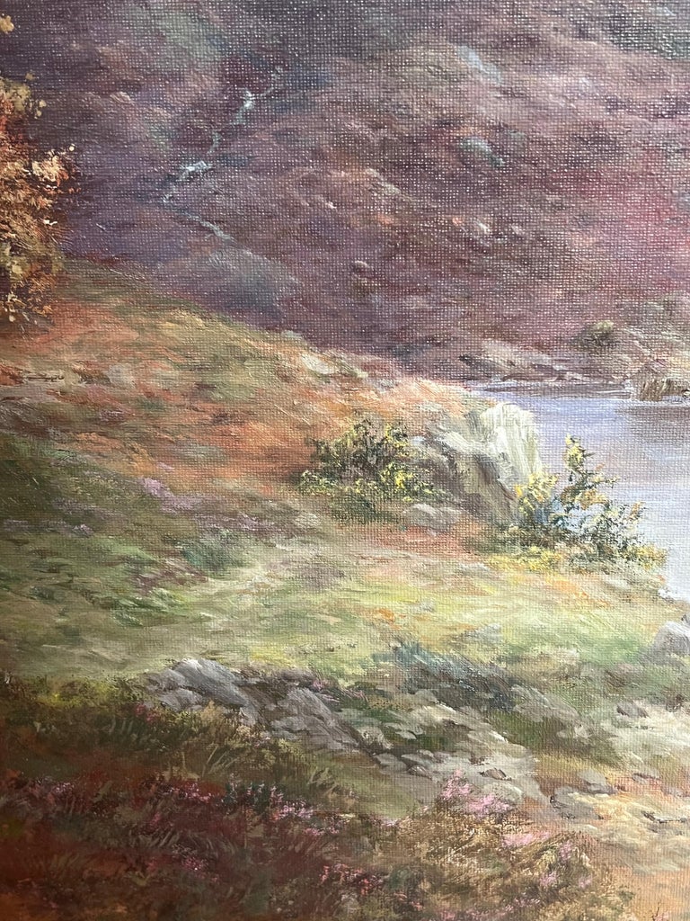Huge Scottish Oil Painting Stags in Mountainous Autumn Landscape Signed Framed - Image 7