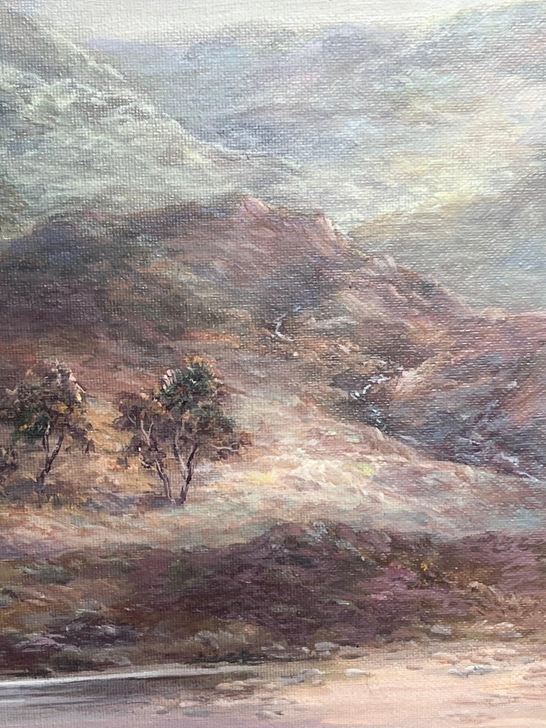 Huge Scottish Oil Painting Stags in Mountainous Autumn Landscape Signed Framed - Image 8