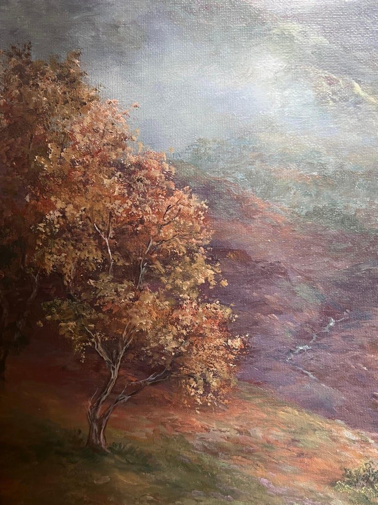 Huge Scottish Oil Painting Stags in Mountainous Autumn Landscape Signed Framed - Image 9