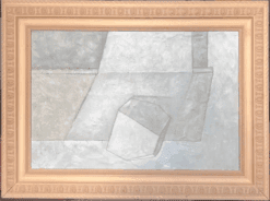 Fine 20th Century French Cubist Oil Painting Grey Toned Muted Shapes Framed