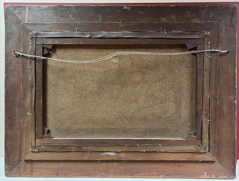 Fine Victorian English Oil Painting Cottages in Winter Snow Landscape Oil - Image 9