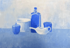 Still Life in Blue 20th Century French Modernist Oil Painting