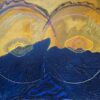 Navy and Gold Overlapping Circle Abstract French 20th Century Painting