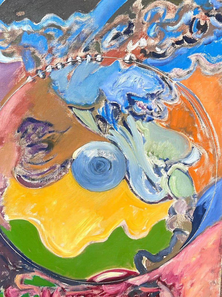 Bright & Colourful Overlapping Circles Abstract French 20th Century Painting - Image 3
