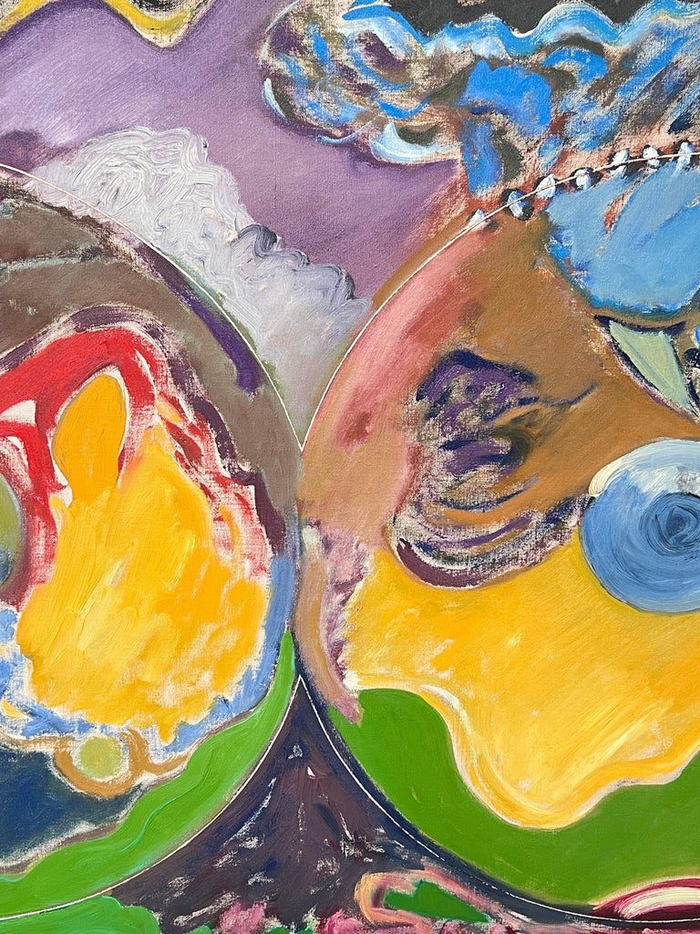 Bright & Colourful Overlapping Circles Abstract French 20th Century Painting - Image 4