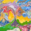 Bright & Colourful Overlapping Circles Abstract French 20th Century Painting