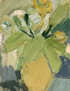 Yellow Flowers in Yellow in a Terracotta Pot British Modernist Oil Painting