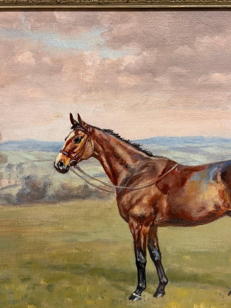 Fine British Equestrian Oil Painting Horse Standing in Landscape Original signed - Image 3