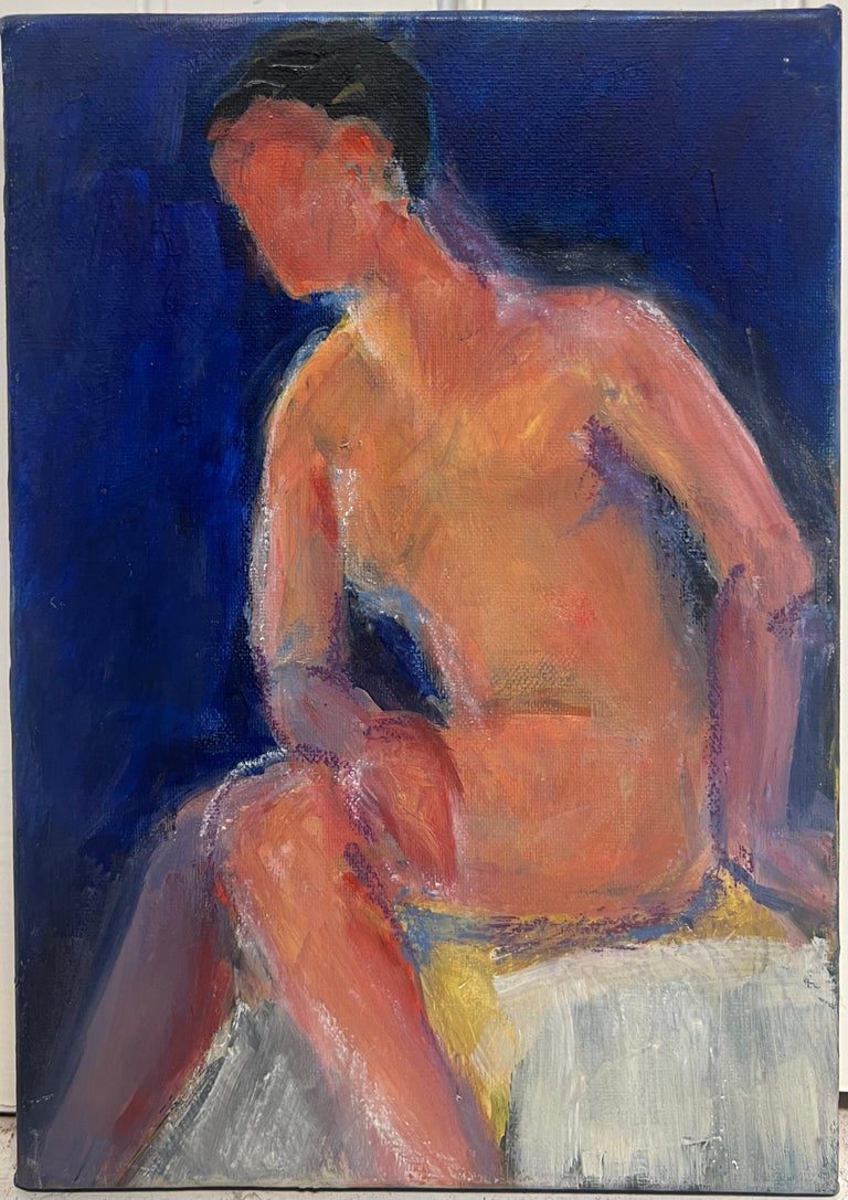 20th Century French Modernist Oil Painting Nude Woman Seated - Image 2