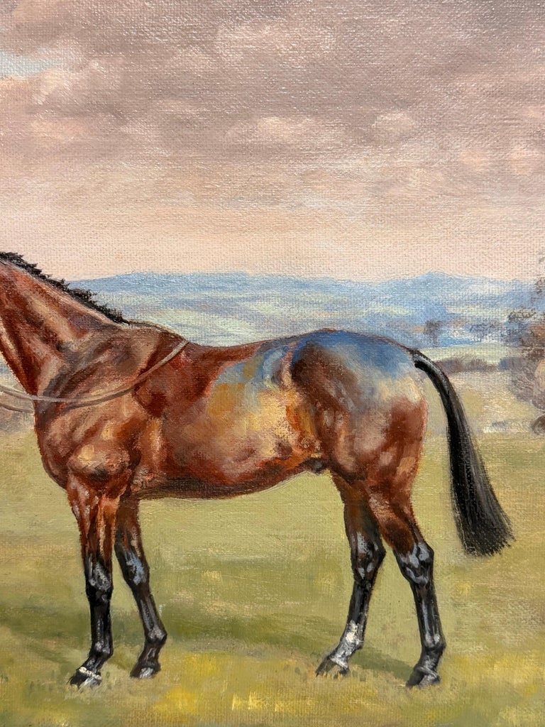 Fine British Equestrian Oil Painting Horse Standing in Landscape Original signed - Image 4