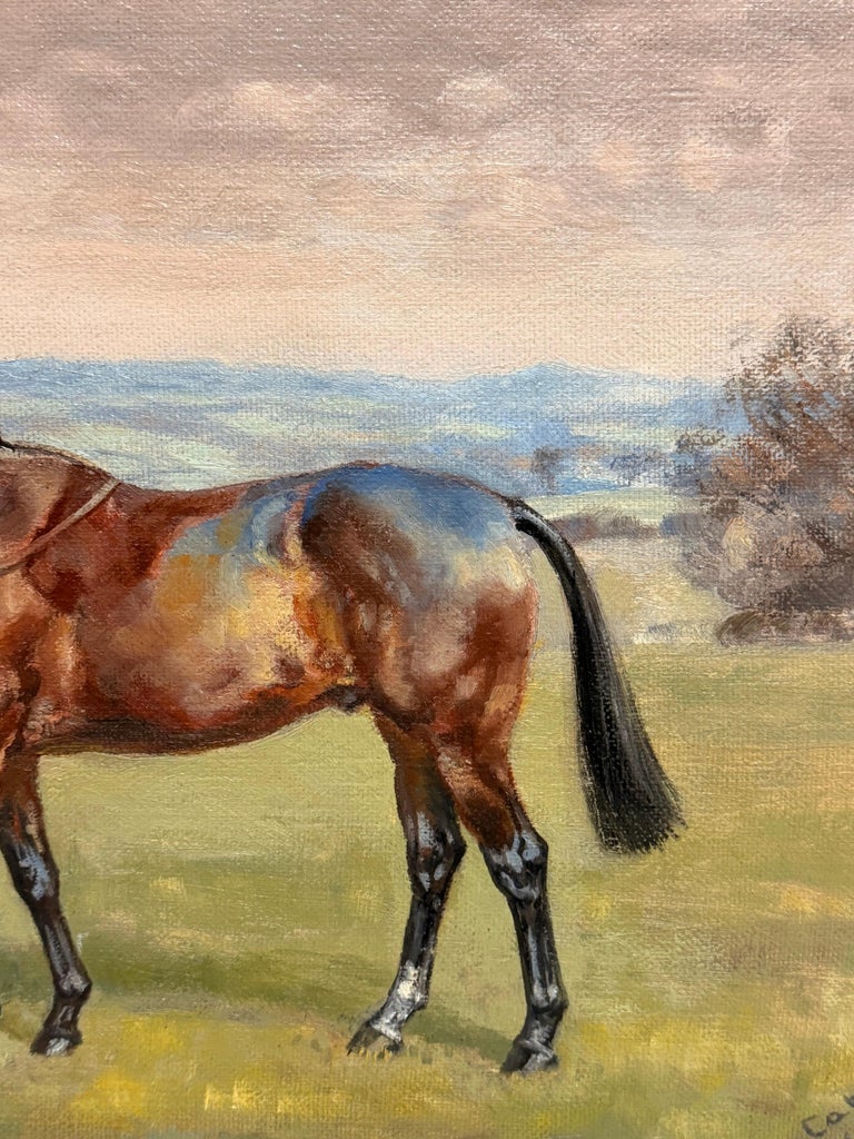 Fine British Equestrian Oil Painting Horse Standing in Landscape Original signed - Image 6