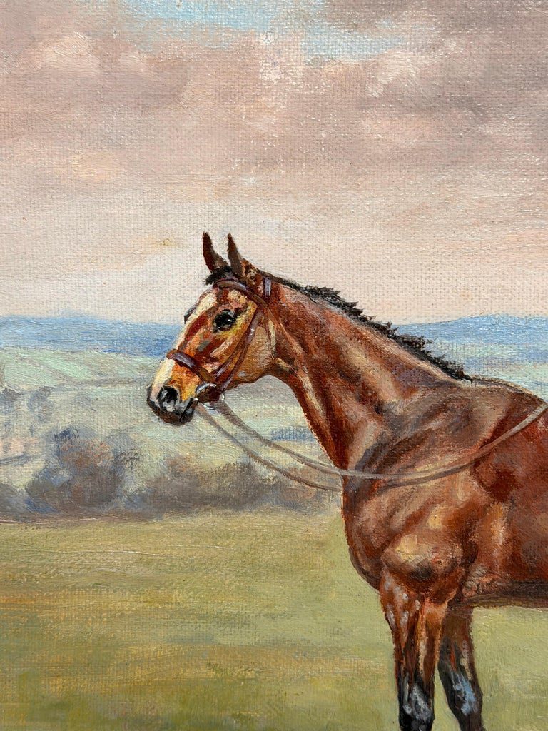 Fine British Equestrian Oil Painting Horse Standing in Landscape Original signed - Image 8