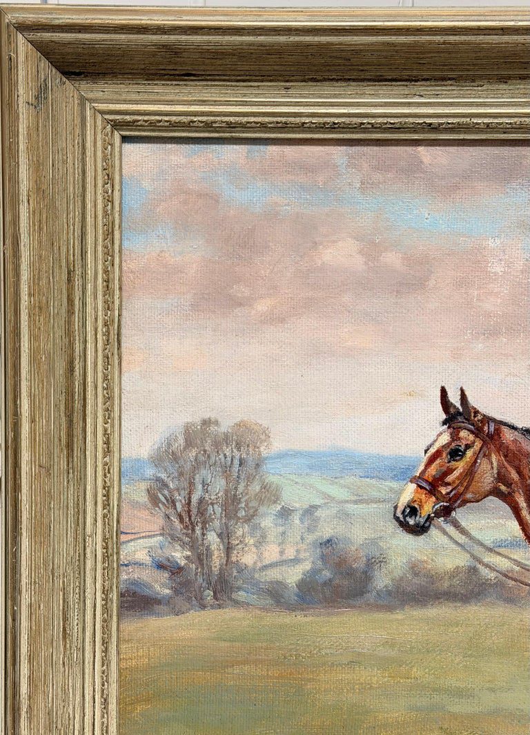 Fine British Equestrian Oil Painting Horse Standing in Landscape Original signed - Image 9