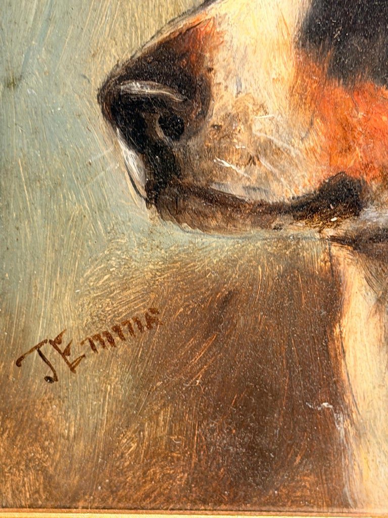 Fine Antique British Dog Oil Painting Portrait of Jack Russell Terrier John Emms - Image 4