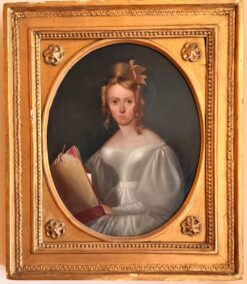 Fine Irish Regency Oil Portrait of Lady Artist Jane Austen Elegance c.1820