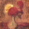 Early 20th Century Signed Oil Painting of Vase with Roses