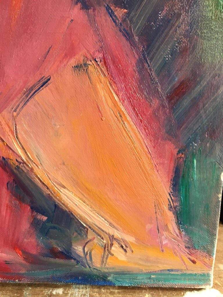 Pink Lady Impressionist Portrait Oil Painting, Signed, 20th Century - Image 5