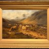 Traditional Victorian Scottish Highland Landscape Cattle on Mountain Path Dusk
