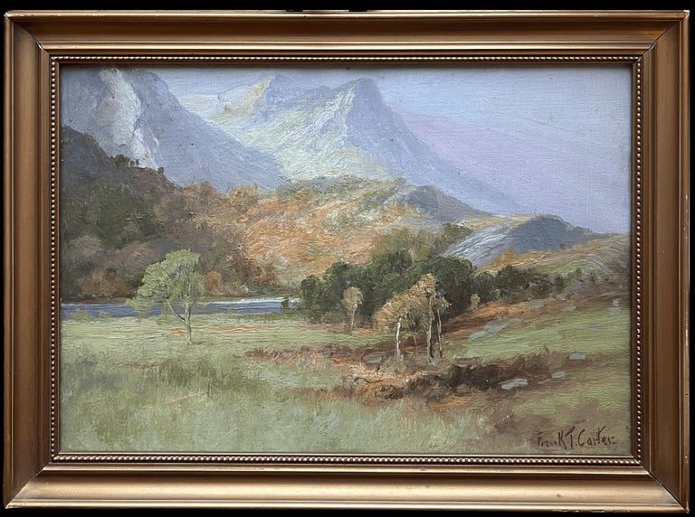 Antique Scottish Highlands Landscape Signed Oil Painting Gilt Frame