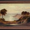 Fine Victorian Scottish Highlands Panoramic Loch Landscape with Figures Signed