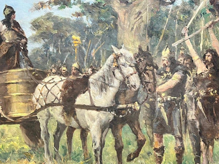 Antique Victorian English Romans Ready For Battle Horse & Cart Landscape - Image 2
