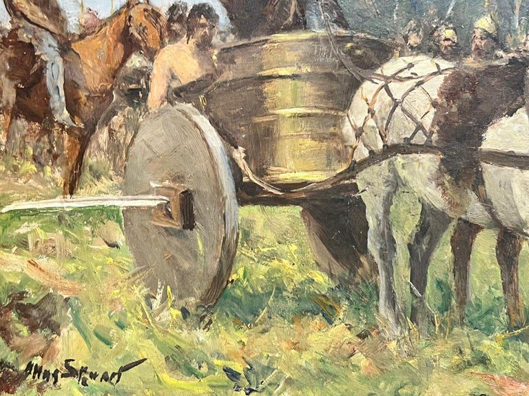 Antique Victorian English Romans Ready For Battle Horse & Cart Landscape - Image 3