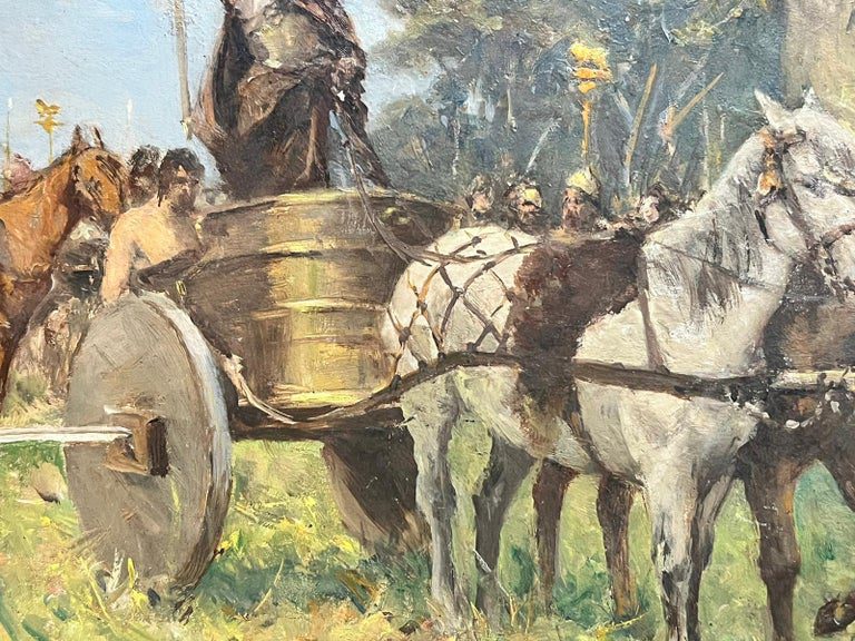 Antique Victorian English Romans Ready For Battle Horse & Cart Landscape - Image 4