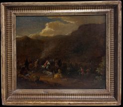 Fine 17th Century Flemish Oil Painting Cavalry Skirmish Many Figures & Horses