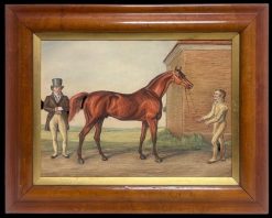 Fine 1820's British Sporting Art Painting Racehorse Owner, Horse & Groom