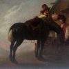 Fine 17th Century Dutch Oil Painting on Wood Panel Horse & Figures Resting
