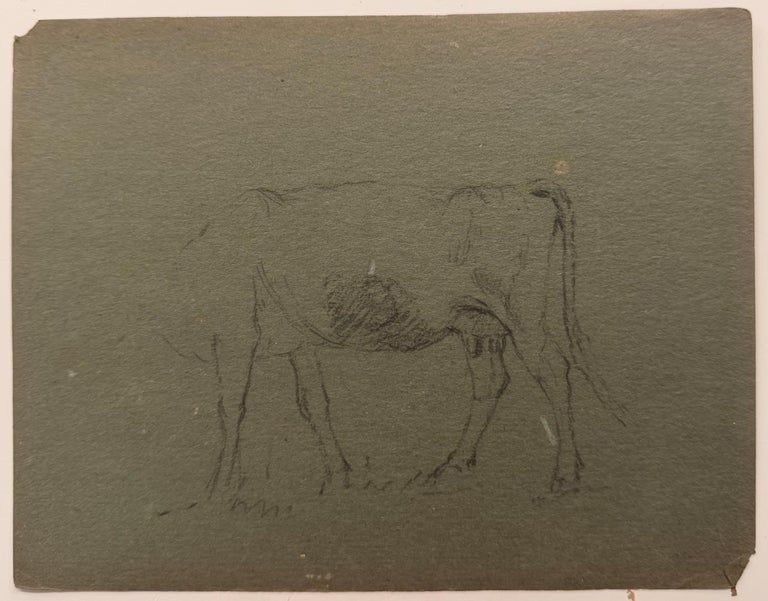 British Chalk Pencil Sketch of a Large Cow's Faceless Body - Image 2