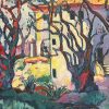 Vibrant Mediterranean Villa Among Trees Bold Impressionist Oil Painting