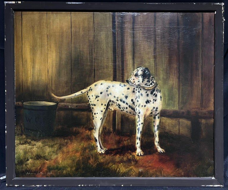 Dalmatian Dog Oil Painting, Signed 1896, Framed, British Antique - Image 2