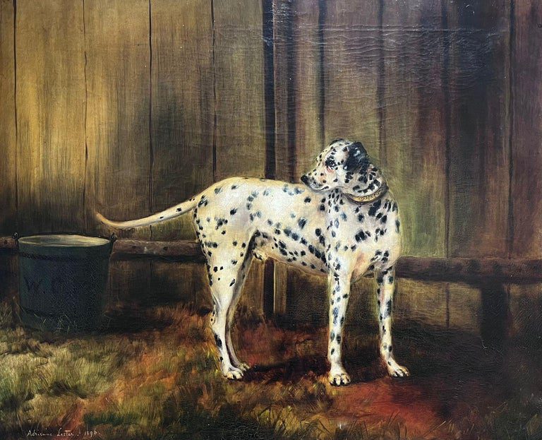 Dalmatian Dog Oil Painting, Signed 1896, Framed, British Antique - Image 8