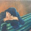 Fernand Audet (1923-2016) French Signed Oil Elderly Lady Sleeping on Bench