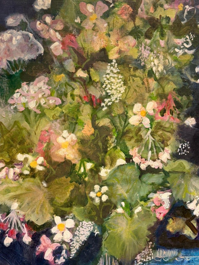 Flowers in Blue Vase, Signed Oil on Canvas, Framed, Mid-20th Century French - Image 4