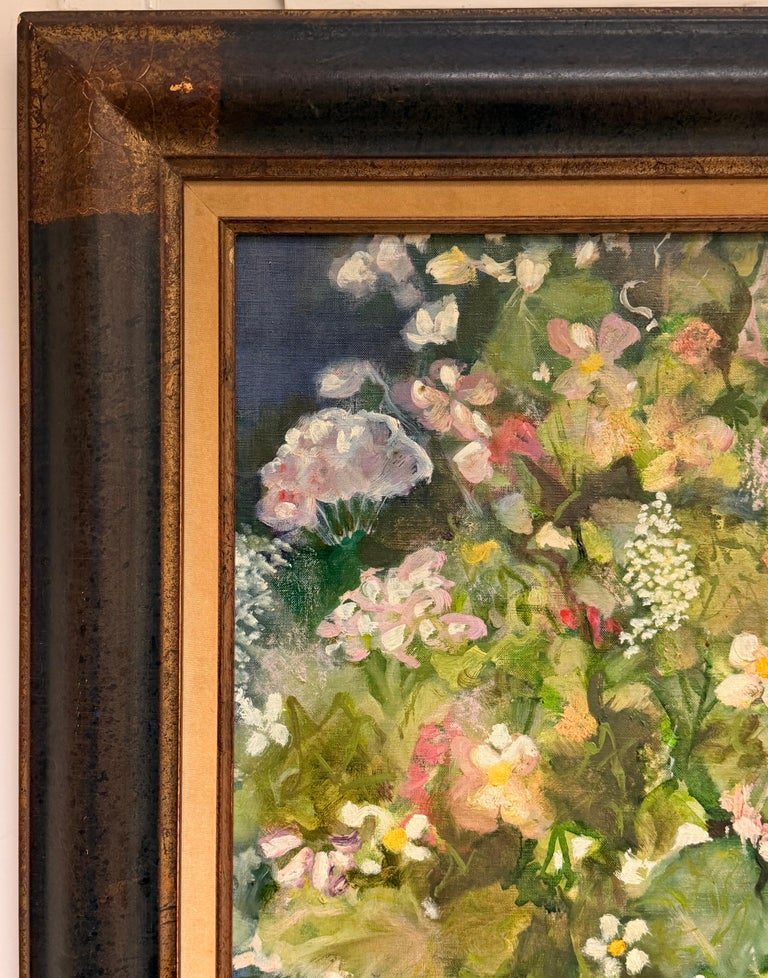 Flowers in Blue Vase, Signed Oil on Canvas, Framed, Mid-20th Century French - Image 5