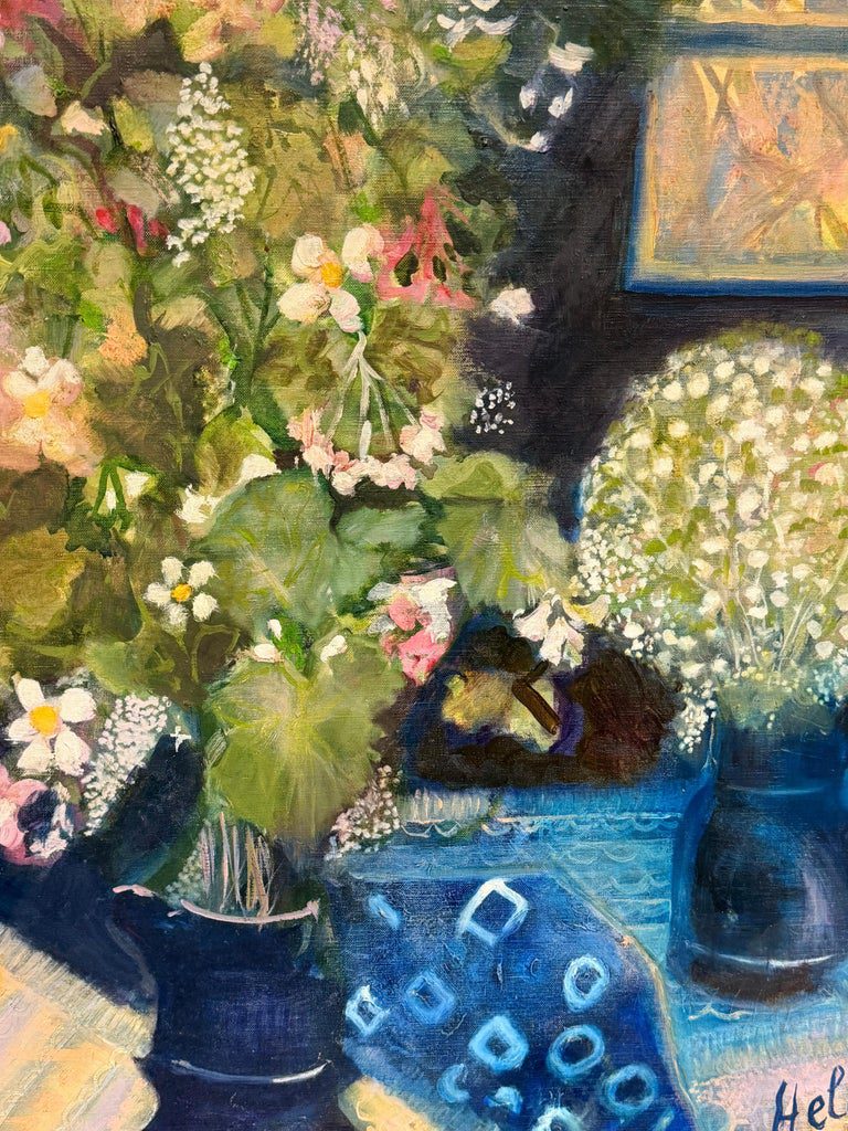 Flowers in Blue Vase, Signed Oil on Canvas, Framed, Mid-20th Century French - Image 7
