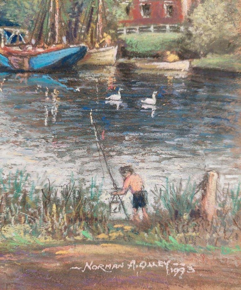 20th Century Traditional English Pastel Summer Evening by the Thames - Image 3