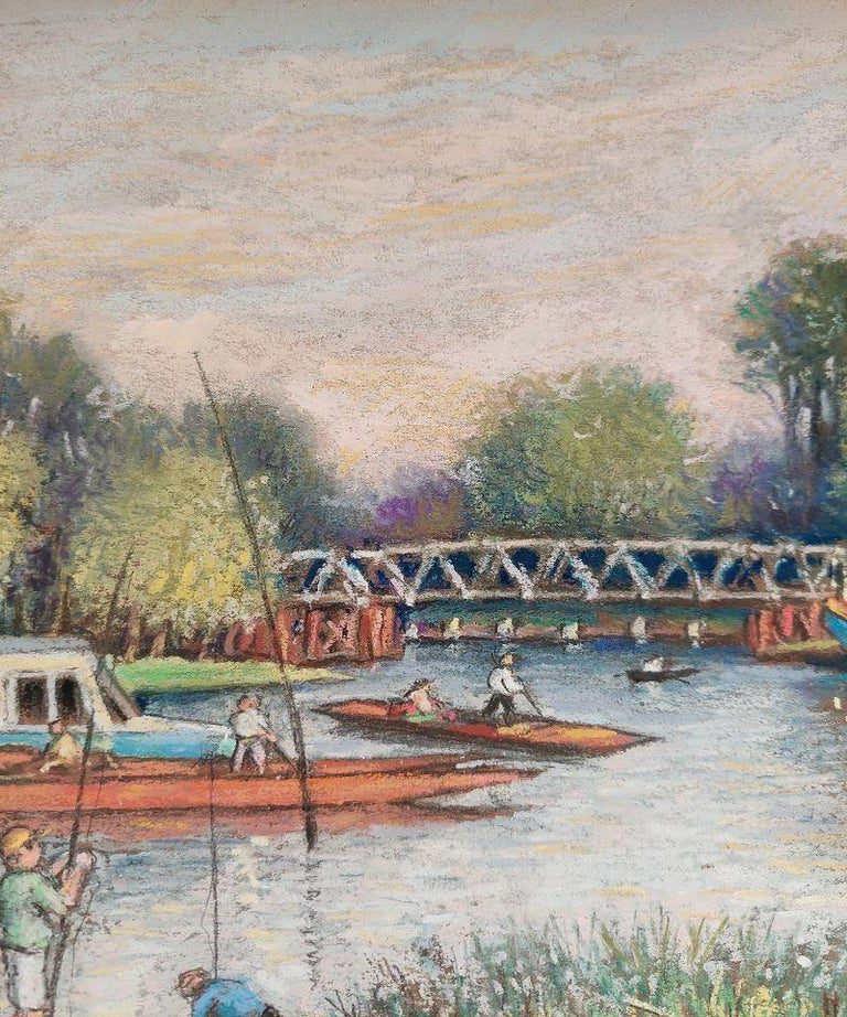 20th Century Traditional English Pastel Summer Evening by the Thames - Image 5