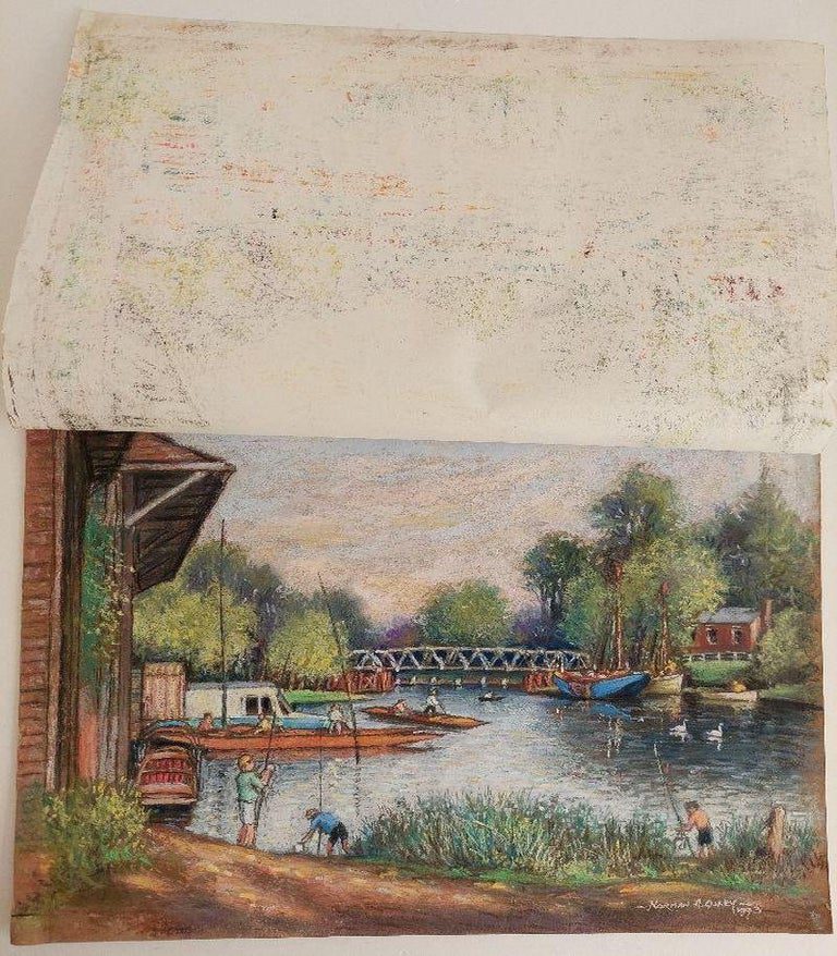 20th Century Traditional English Pastel Summer Evening by the Thames - Image 8
